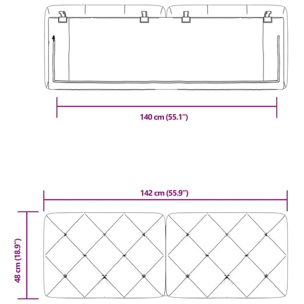 vidaXL Sängynpäädyn tyyny, musta, 140 cm, sametti