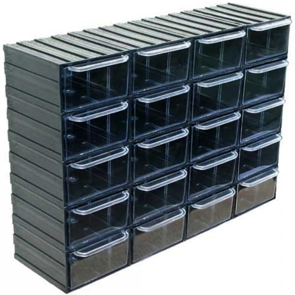 Modulaarinen järjestäjä - 20 läpinäkyvän laatikon sarja
