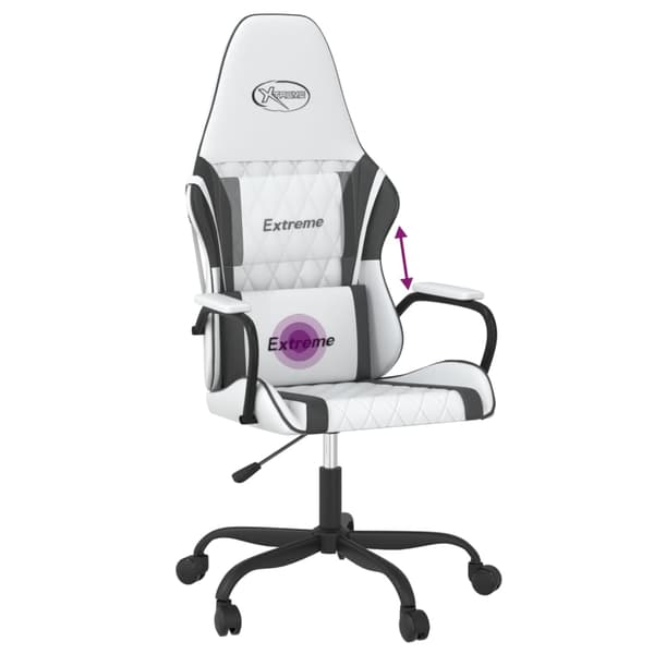 vidaXL massage-gamingstol, sort og hvid, kunstlæder