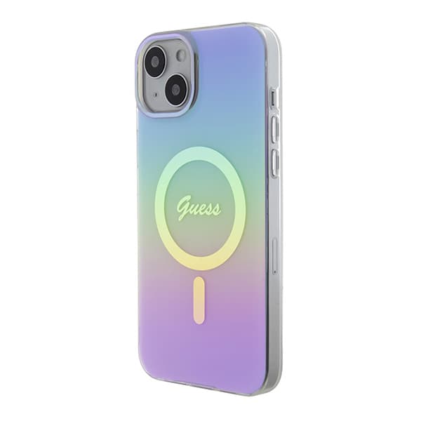Guess IML Iridescent MagSafe-etui til iPhone 15 Plus, lilla/lilla