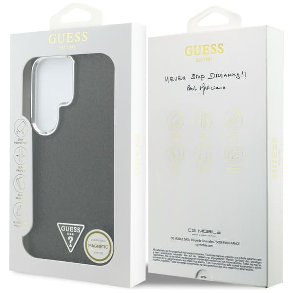 Guess Fixed Glitter Triangle MagSafe-etui til Galaxy S26 Ultra, sort
