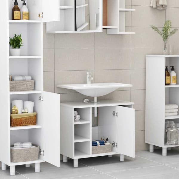 vidaXL badeværelsesskab hvid 60x32x53,5 cm spånplade
