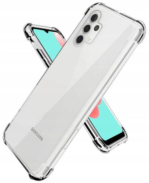 ETUI til Samsung Galaxy A32 5G STØDMIDDELFRI ARMOR TRANSPARENT ETUI + GLAS