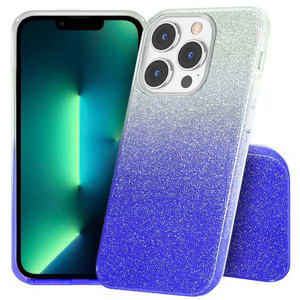 Glitterskal till iPhone 13 Pro, Silver/Blå