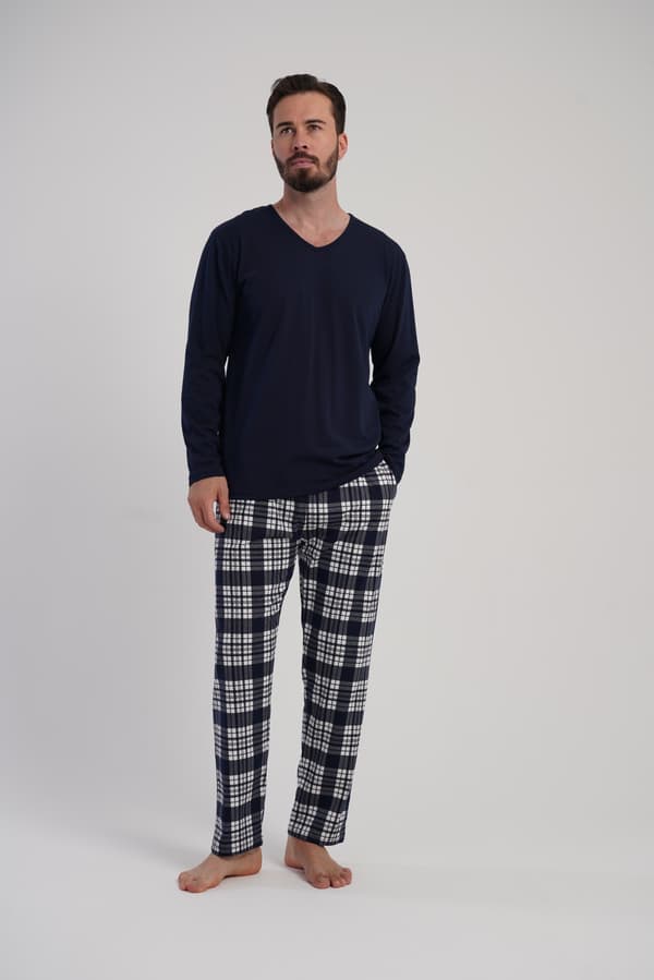 Herrpyjamas i bomull Vienetta 1XL långärmade långbyxor Lösa