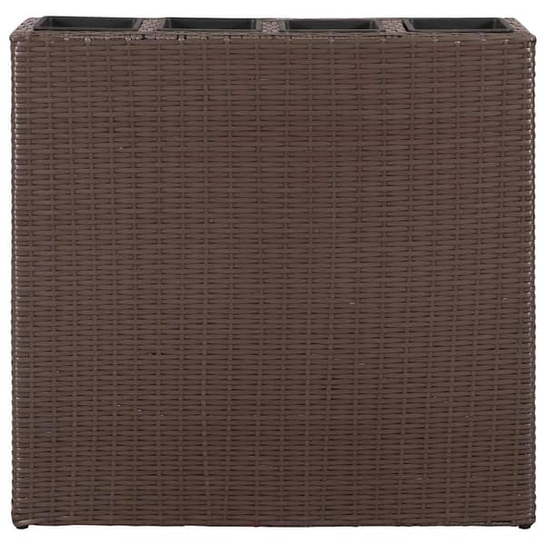 vidaXL højbed med 4 potter, polyrattan, brun