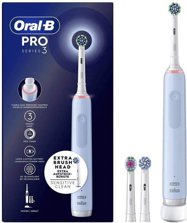 Oral-B Pro 3 3700 Blå Eltandbørste + Børstehoved