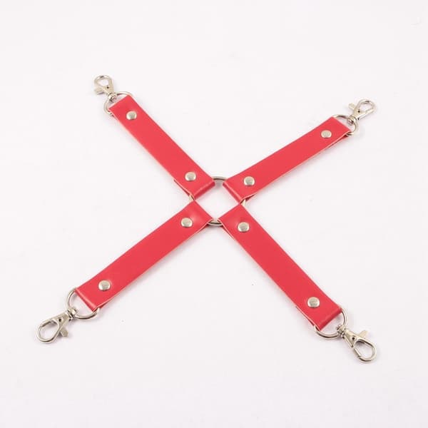 BDSM Läder Korsrem Solid Sele för Handbojor Händer och Ben Bondage