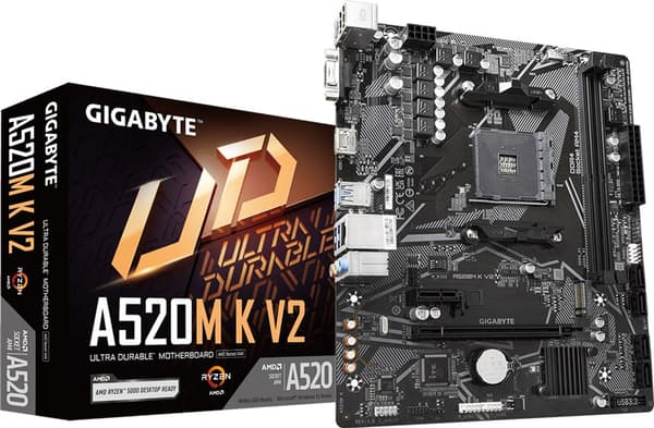 Gigabyte A520M K V2 moderkort (sAM4, AMD A520, PCI-Ex16)