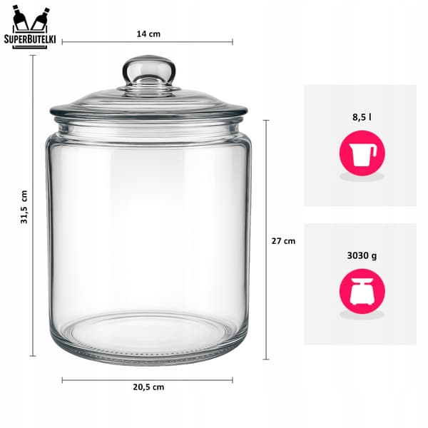 CIACHO 8,5 L glaskrukke med glaslåg