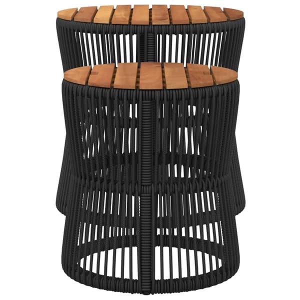 vidaXL haveborde, sæt med 2, træbordplader, sort, polyrattan