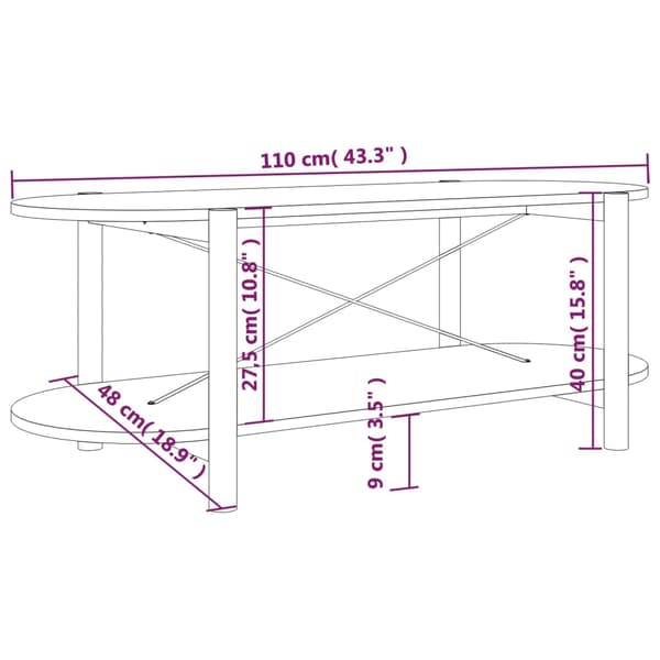 vidaXL Soffbord, 110x48x40 cm, träbaserat material