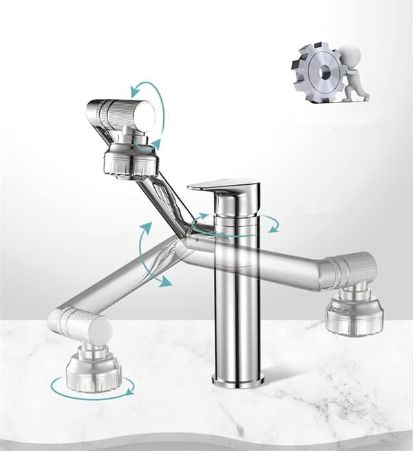 Kromad vaskeblandermed moderne design og 360° drejbar tud