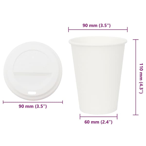 vidaXL Pappmuggar med lock, 1000 st, 300 ml