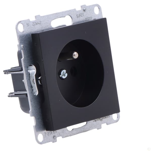 Stikkontakt 2P+Z - 16 A - 250 V~ - skrueterminaler, sort suno