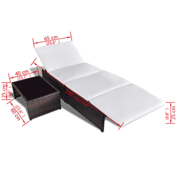 vidaXL Solstolar med bord, set om 2, polyrotting, brun