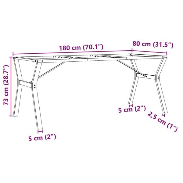 vidaXL Y-formede bordben 180x80x73 cm støbejern