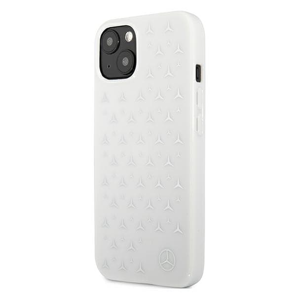 Mercedes sølvstjernemønster-cover til iPhone 13, hvid