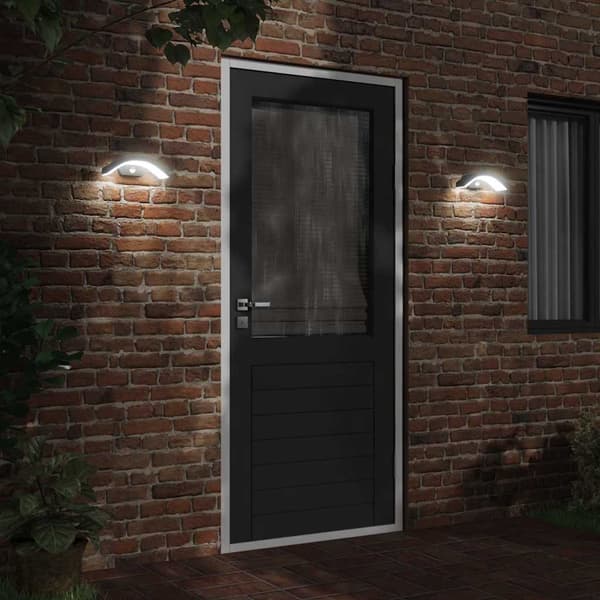 vidaXL LED udendørs væglamper med sensor, 2 stk., sort, aluminium