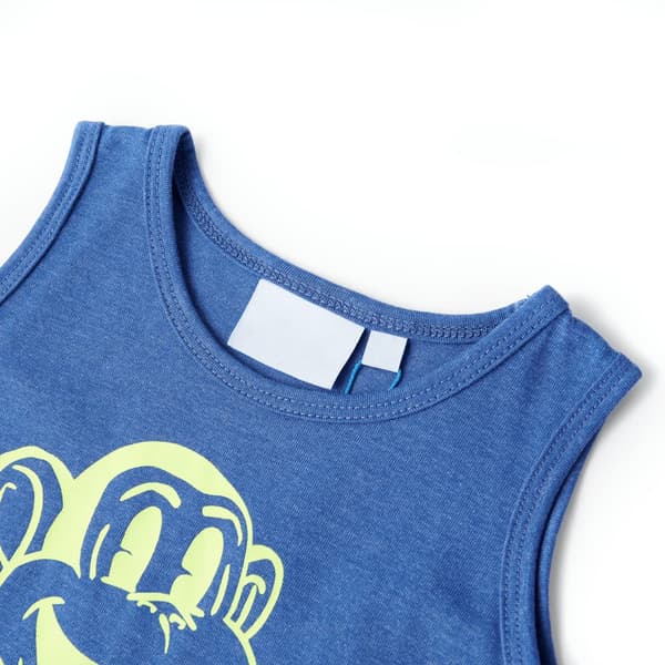 Barnärmlös T-shirt, blåmelerad, 128