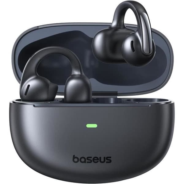 Baseus Bowie MC1 Klipp-öronsnäckor Bluetooth 5.4 IP57 Svart — 40h, open-ear, rik bas