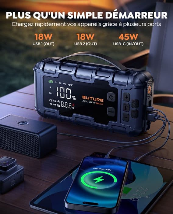 Batteribooster - BUTURE - Beta07 - 26800mAh - 6000A - Kompressor 160 PSI