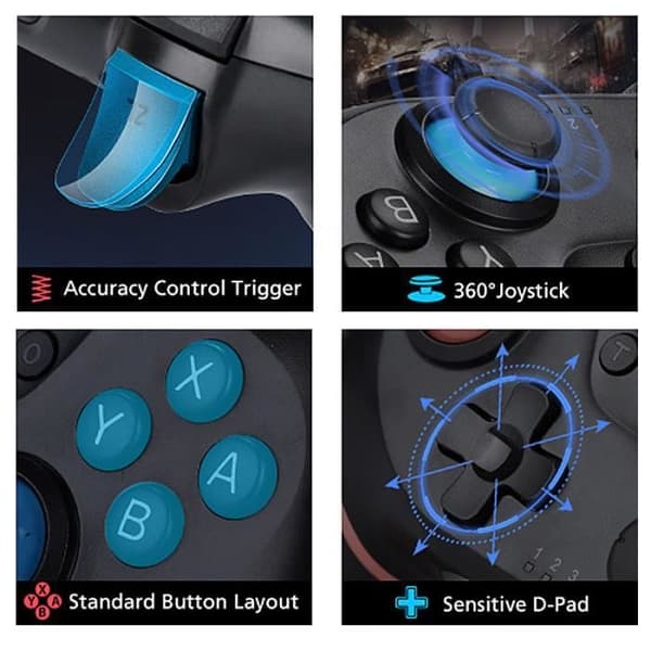2 stk. Trådløs Controller, Bluetooth Switch Pro Controller, Genopladelig Switch Controller med Turbo-6-Axis-B4