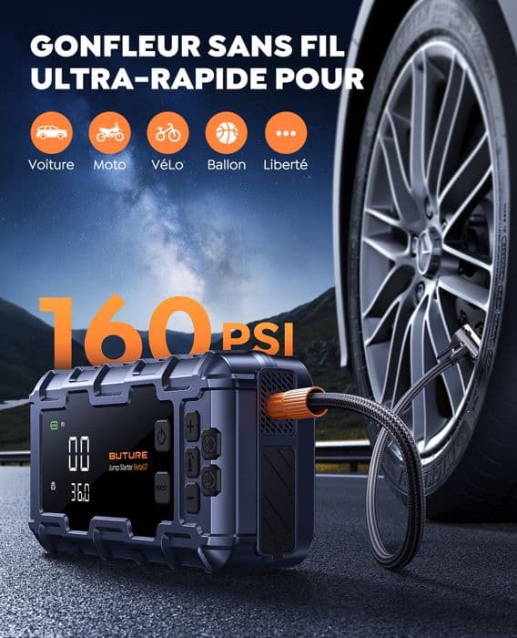 Batteribooster - BUTURE - Beta07 - 26800mAh - 6000A - Kompressor 160 PSI