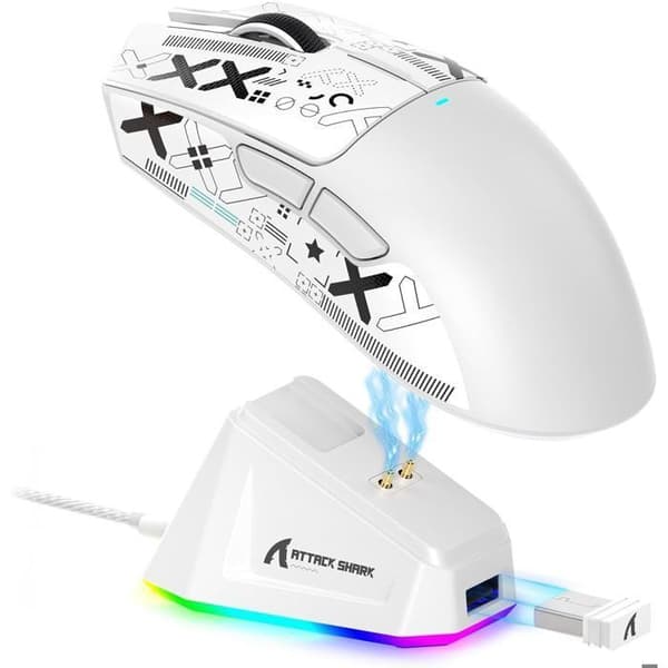 Attack Shark X11 Trådlös gamingmus med grepp för PC/Mac vit