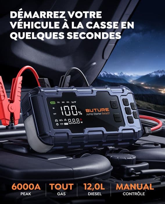 Batteribooster - BUTURE - Beta07 - 26800mAh - 6000A - Kompressor 160 PSI
