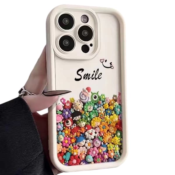 iPhone 14 Pro Max Smile Blossom Skal - Vit