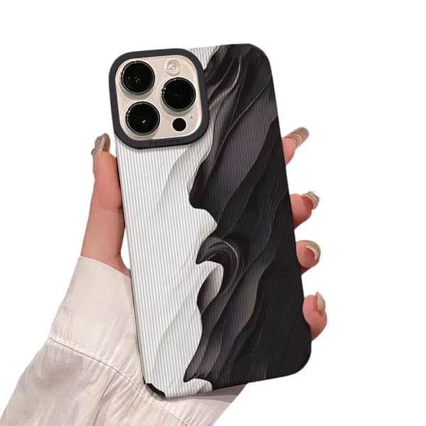 iPhone 14 Pro Max Skal - Black and white waves
