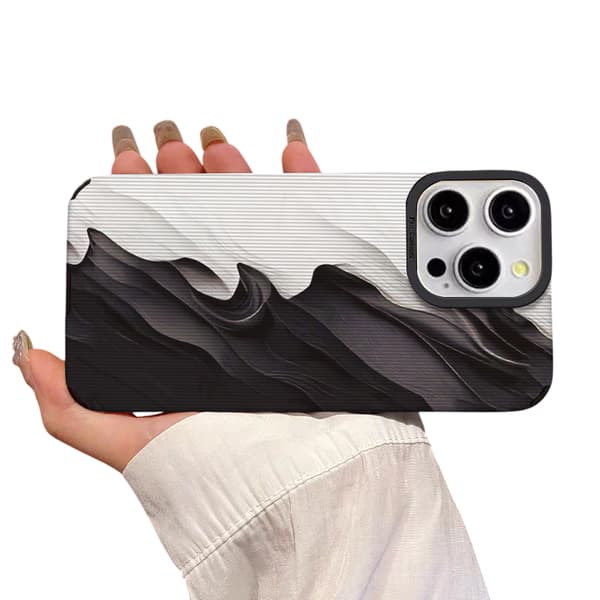 iPhone 14 Pro Max Skal - Black and white waves