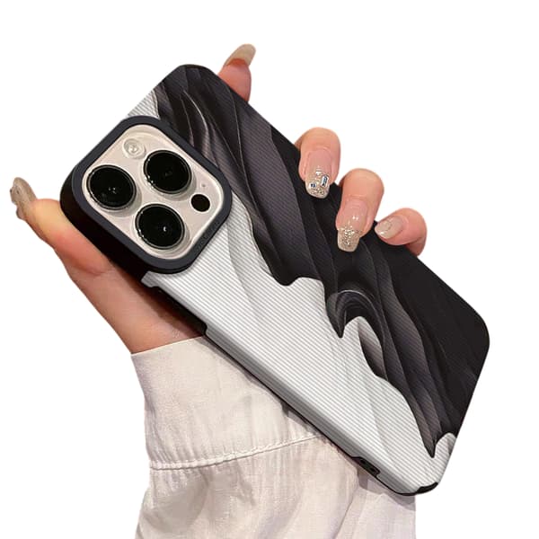 iPhone 14 Pro Max Skal - Black and white waves