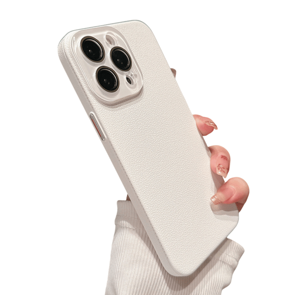 iPhone 15 Skal - Vit lädertextur
