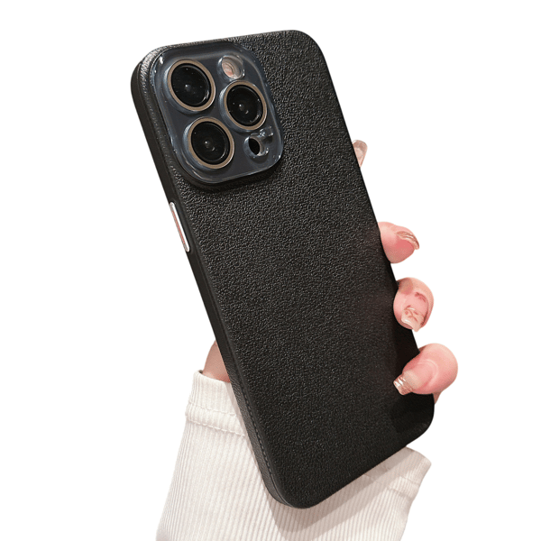 iPhone 14 Pro Max Skal - Svart lädertextur