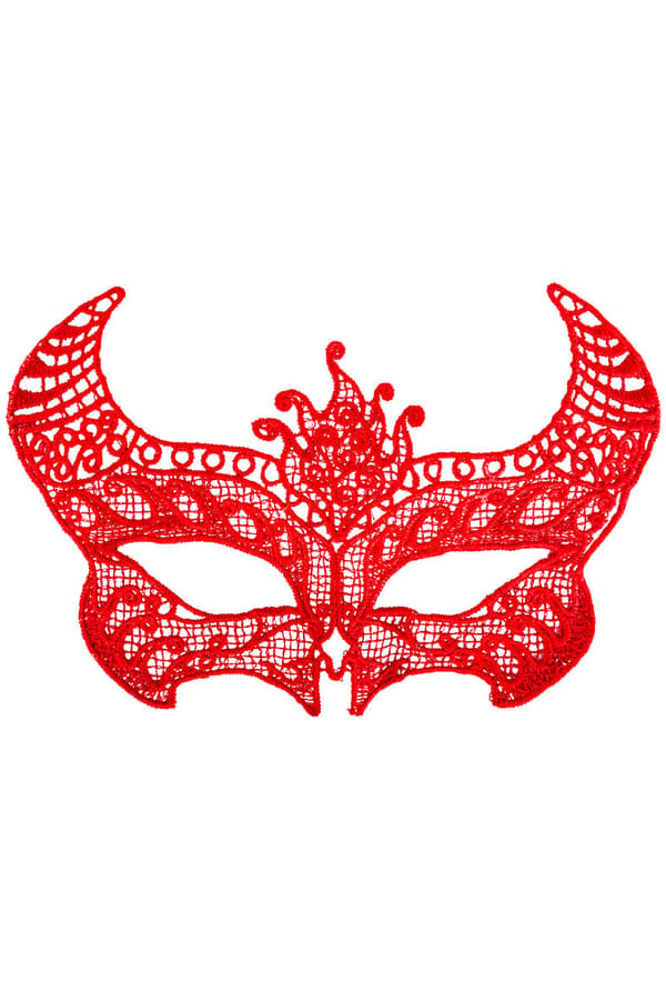 Ansiktsmask - Devil mask in red Fabric Macrame