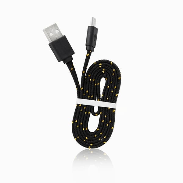 1 Meter Platt USB Kabel i Nylontyg