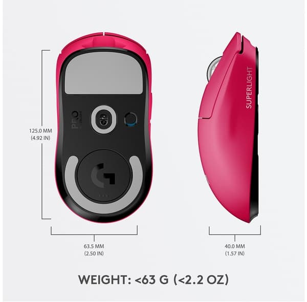 Logitech G PRO X Superlight Wireless Gaming Mouse, Magenta