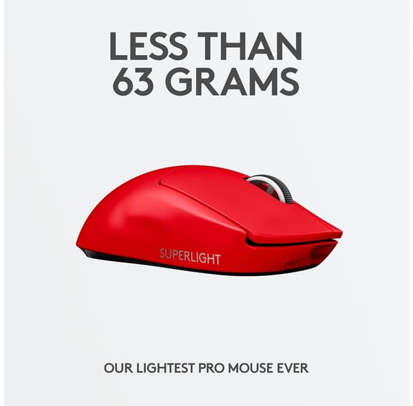 Logitech G PRO X Superlight Wireless Gaming Mouse, Red