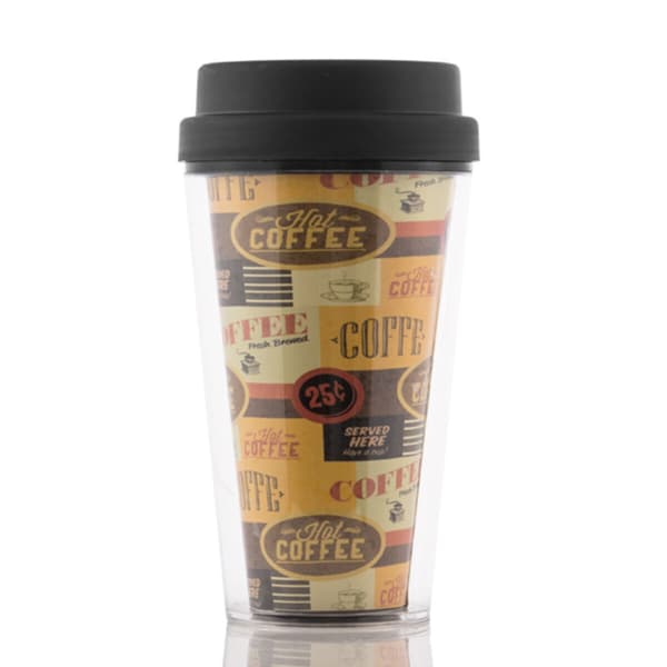 Glass med lokk Plast 300 ml - Kaffe