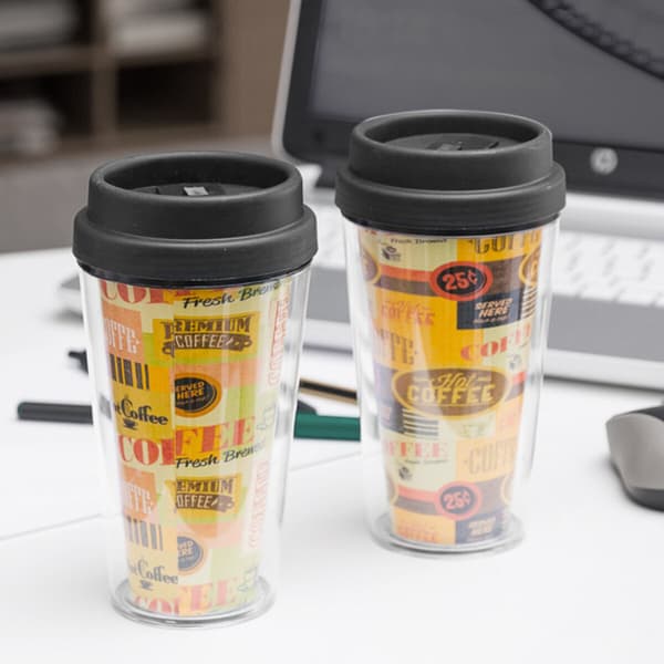 Glass med lokk Plast 300 ml - Kaffe