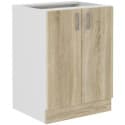SARA kitchen base unit - 2 doors - Sonoma oak decor - L60 x D48 x H 82 cm