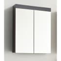 Bathroom Mirror Cabinet - AMANDA - 2 mirror doors - Grey - 60x17x77cm