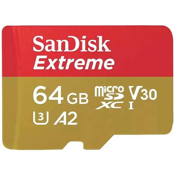 SanDisk Extreme microSDXC 64 GB Class 10, UHS-I, v30 Videohastighetsklass, stötresistent, vattentålig