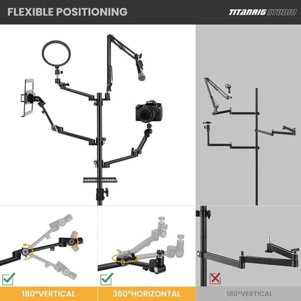 TARION Stativ för Kamera med Flexibelt Arm och Rörlighet