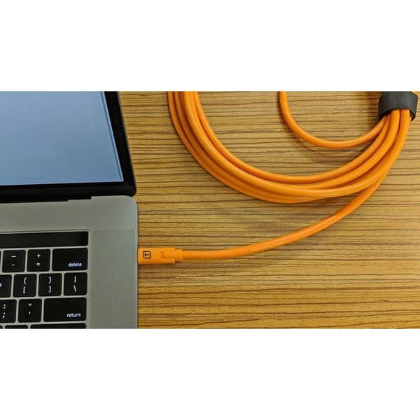 TetherPro USB-C till Mini-B 8-pins 2.0-kabel, 4,6 m (15 ft), hög synlighet orange