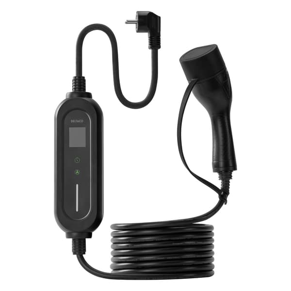 Deltaco E-ladekabel Schuko til Type 2 6-16 A/3,5 kW 5,5 m / Mode 2-ladekabel til elbil