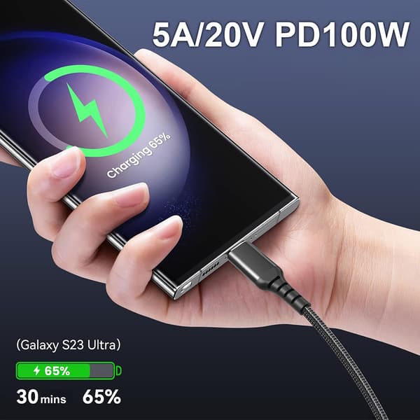 PD 100 W USB-C-datakabel / USB-C til USB-C-kabel 100 W