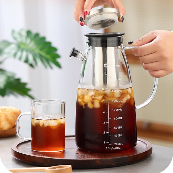Cold brew-kande i glas med filter, 1800 ml / Cold brew-brygger